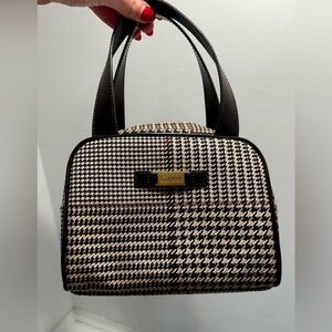 Ralph Lauren Houndstooth Top-Handle Handbag in Black & Cream